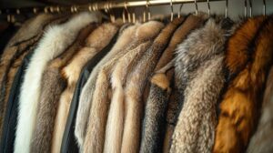 Elegant mink fur coat displayed on a mannequin, showcasing its soft texture and luxurious shine.